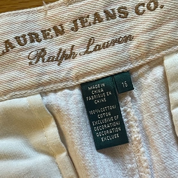 Polo Ralph Lauren Chino Pants Pink & White Striped Classic Fit Flat Front Sz 16 - Picture 4 of 8